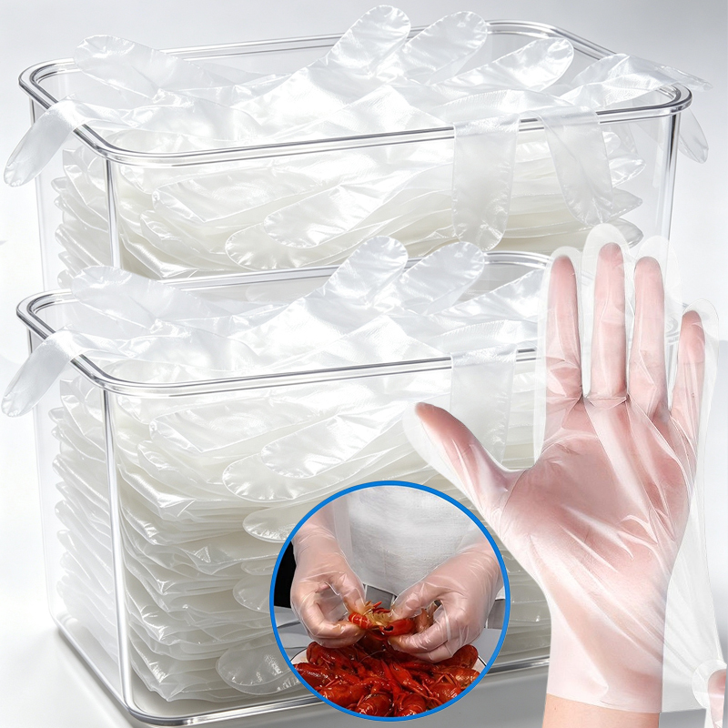 Latex Disposable Glove - 透明な使い捨てプラスチック手袋、ラテックスフリー、食品調理用安全手袋、料理、掃除、バーベキュー、キッチン用品用
