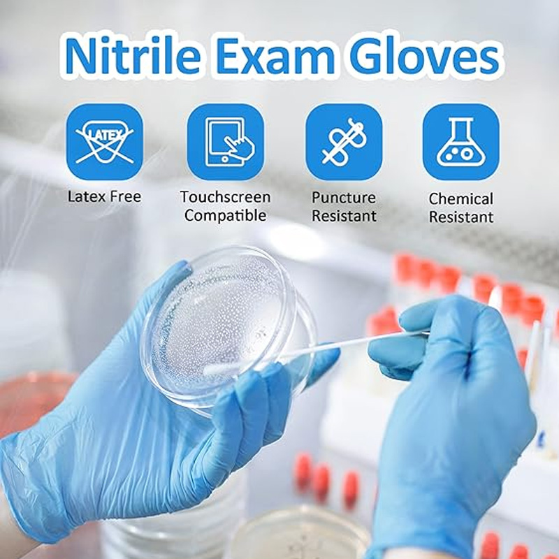 Exam Glove Nitrile - 医療用ブルーニトリル手袋 100枚入り、ラテックスフリー、パウダーフリー、診療用グレード（クリニック/在宅ケア用）