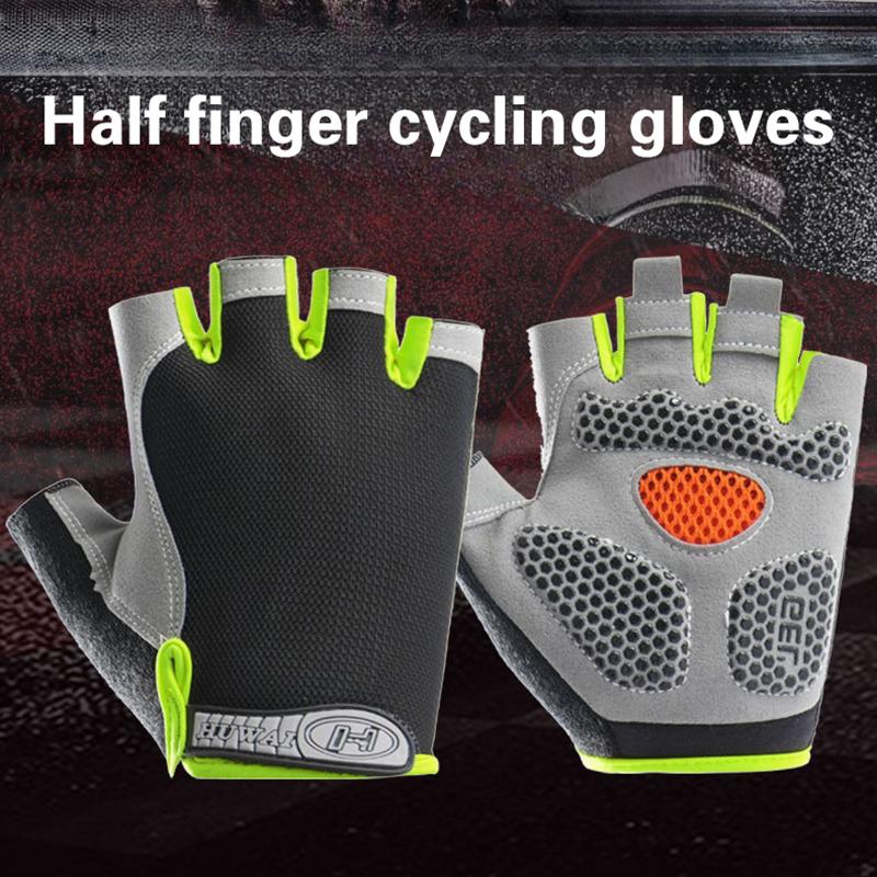 Cycling Glove Padded - 男女兼用ハーフフィンガーサイクリンググローブ、滑り止め、耐衝撃、通気性、夏用バイクスポーツジムトレーニング用、男性女性ライダー向け