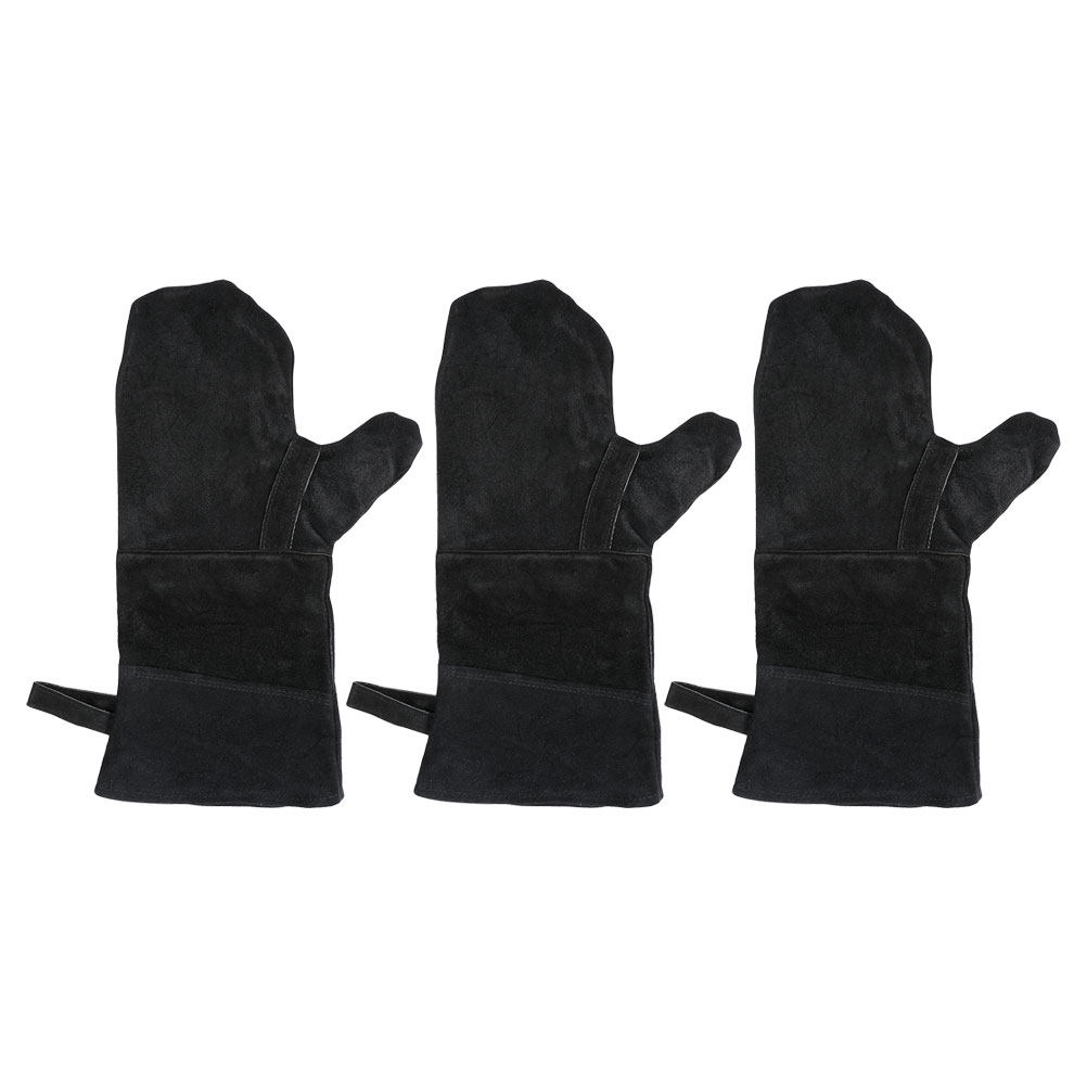 耐熱性ブラックオーブン手袋3個セット、指付きデザイン、BBQ - Heat Resistant Glove のレビューと価格