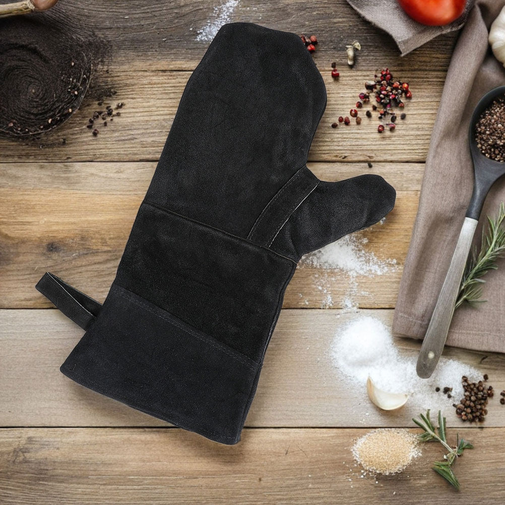 耐熱性ブラックオーブン手袋3個セット、指付きデザイン、BBQ - Heat Resistant Glove のレビューと価格